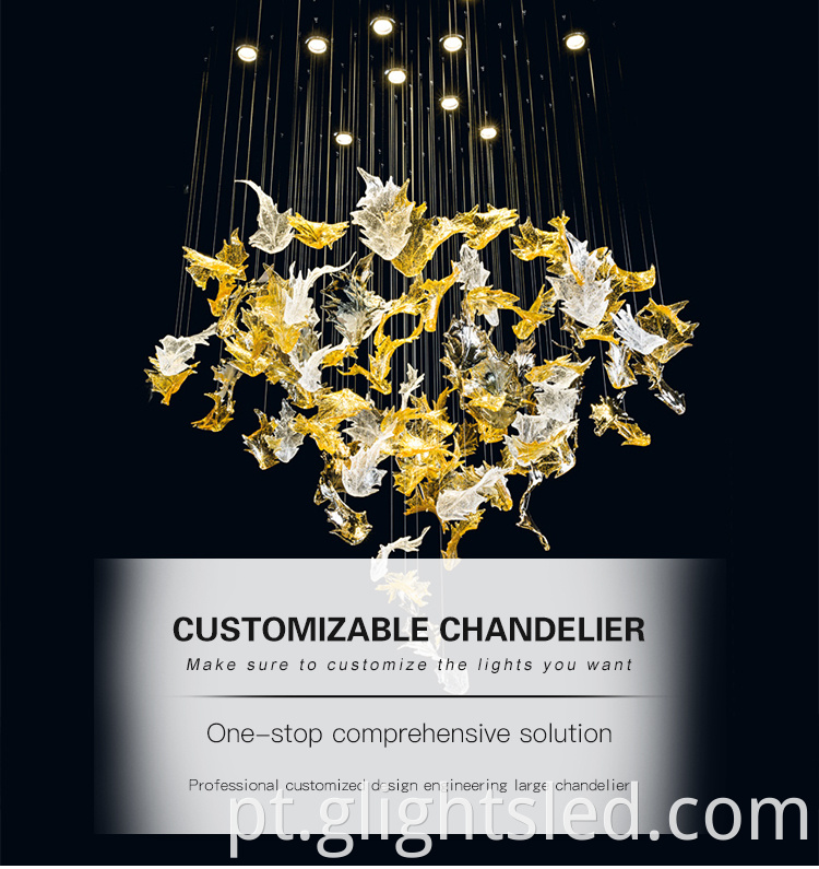 Nova decoração interna de decoração moderna clube de hotel personalizado liderou o grande projeto Chandelier Pingente Lamp